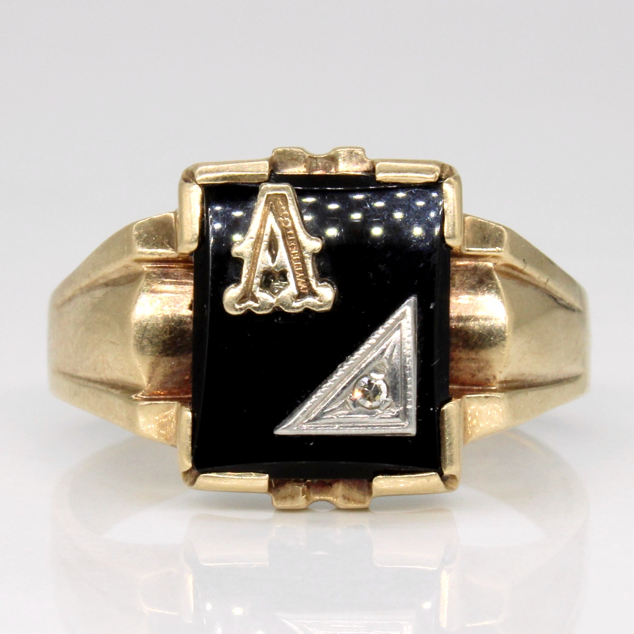 Onyx and Diamond Signet Ring for Men - 2.10ct Genuine Black Onyx with Diamond Accents - Size 11 - Perfect for Wedding Bands, Anniversary Gifts & Formal Occasions