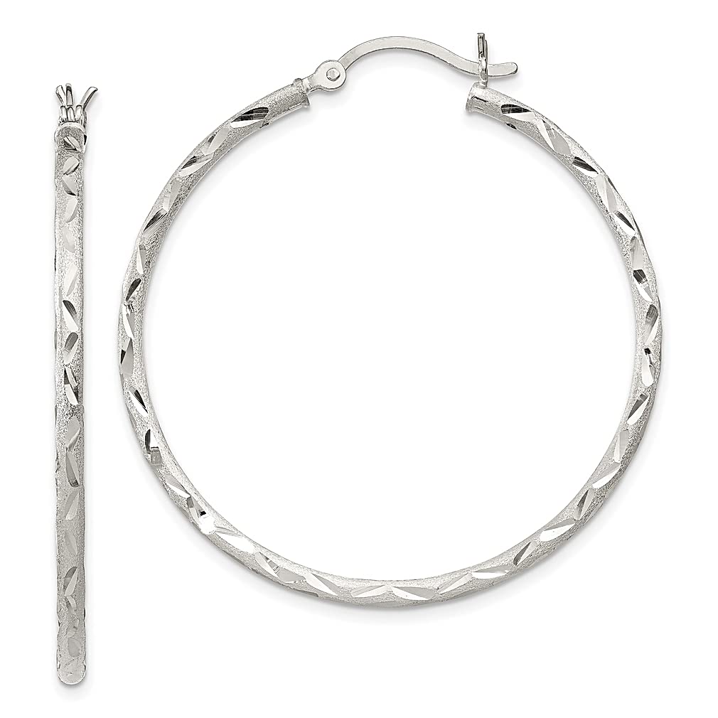 925 Sterling Silver 2x40mm Hoop Earrings for Women - Round Hypoallergenic Fine Jewelry Gift Set - Perfect for Everyday Wear, Date Night & Special Occasions