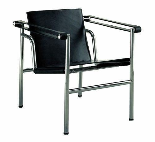 Le Corbusier LC1 Basculant Sling Chair - Genuine Black Leather Modern Lounge Chair for Living Room, Office & Reading Nook