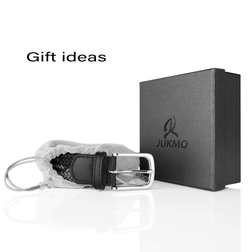 JUKMO Elastic Braided Belt for Men & Women - Adjustable Stretch Woven Belt with Gift Box - Perfect for Casual Wear, Office, Jeans & Dress Pants