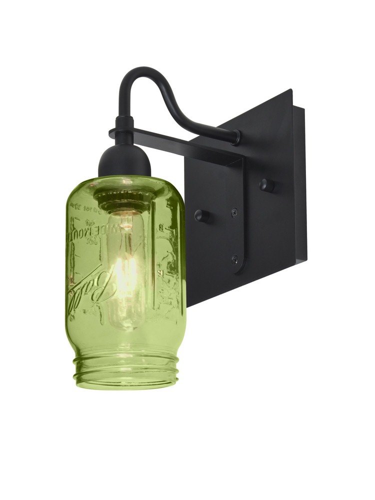 Milo 10 3/4 Inch Green Ball Jar Glass Wall Sconce - Vintage Style Mason Jar Light Fixture for Farmhouse, Porch, and Garden Decor