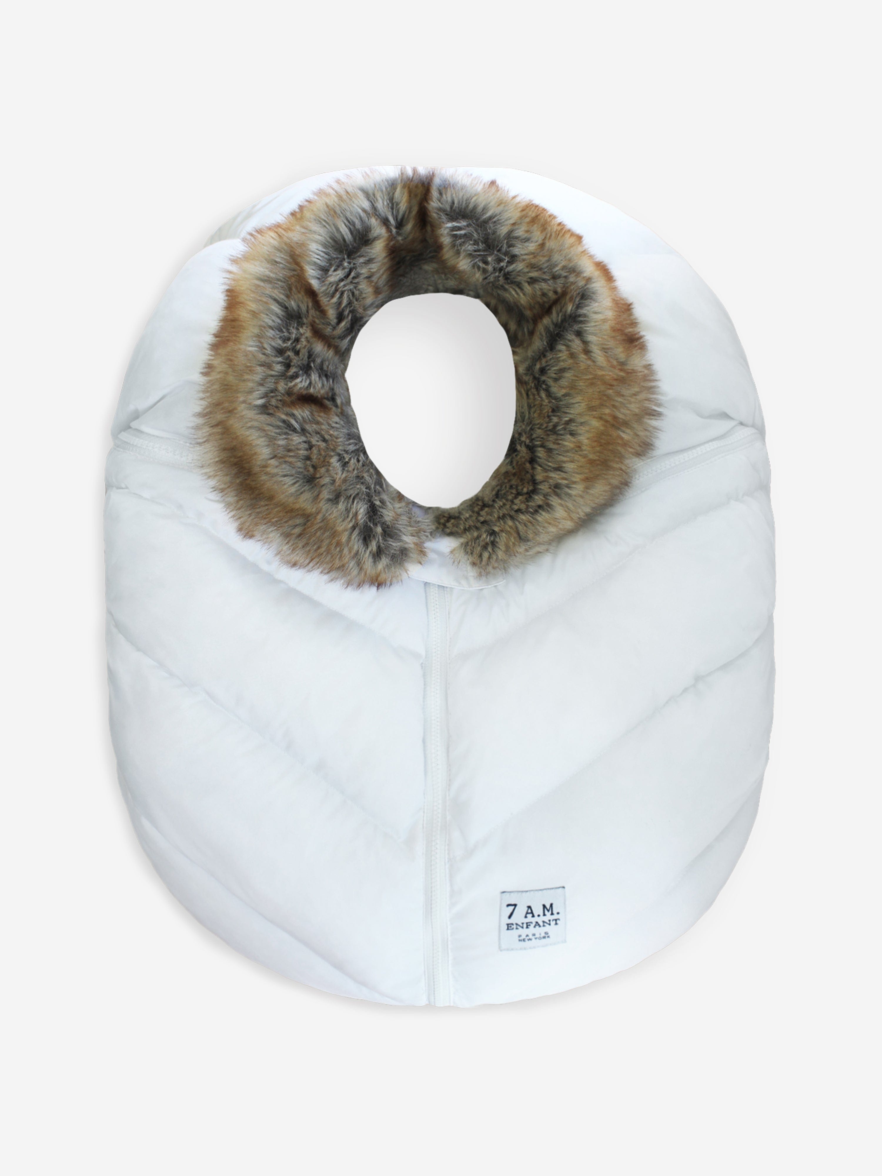 7AM Enfant Baby Car Seat Cocoon - Soft Faux Fur Winter Cover in White | Warm & Cozy Infant Car Seat Protector for Cold Weather | Perfect for Strollers, Travel & Outdoor Adventures