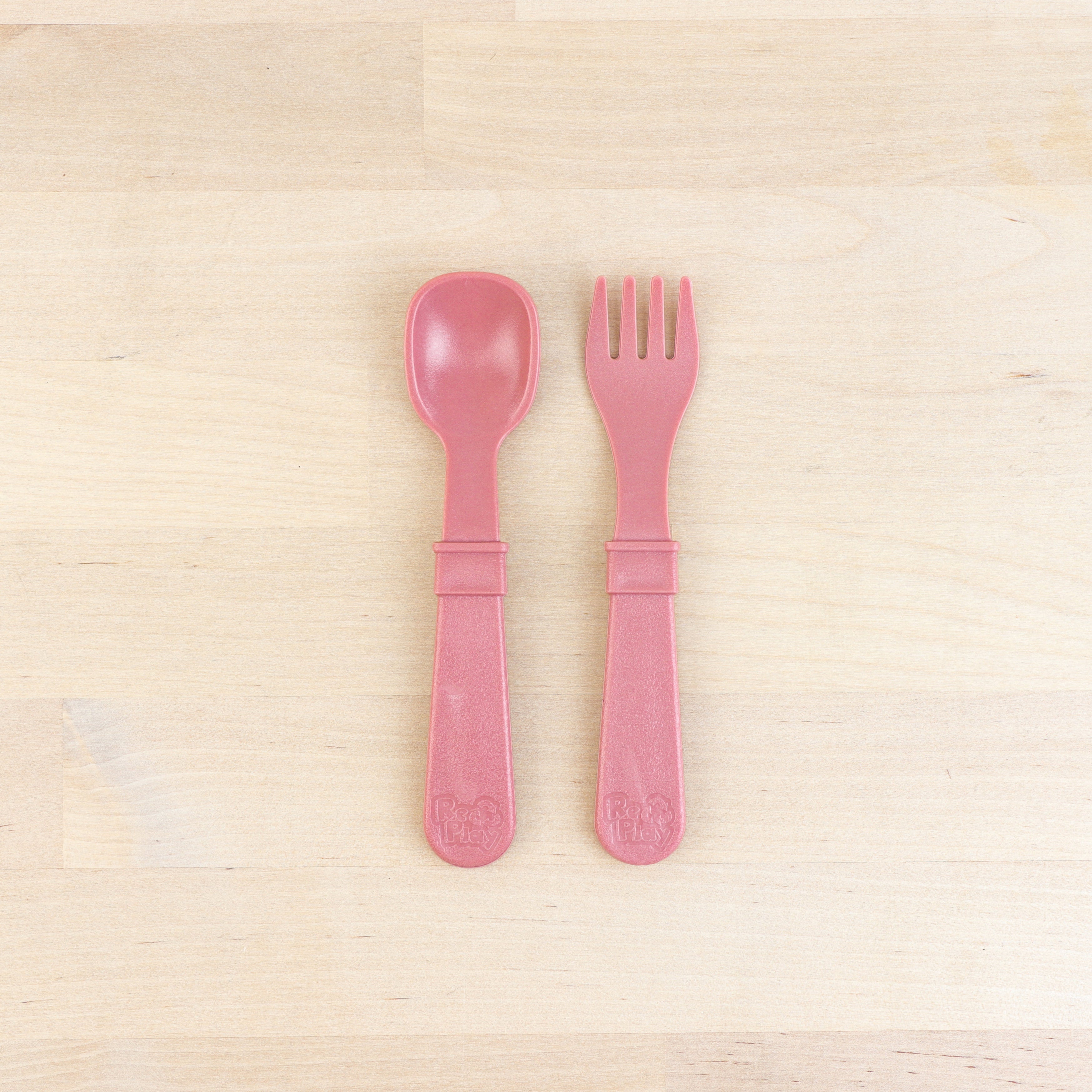 Re Play Fork & Spoon Set - BPA-Free Toddler Utensils for Kids - Durable Plastic Baby Feeding Set for Travel, Daycare & Home Use