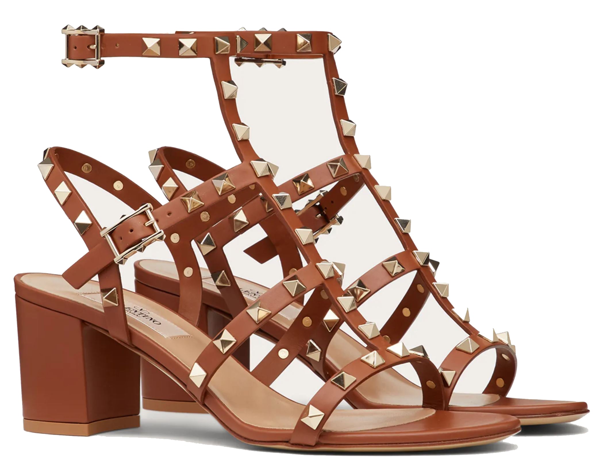 Rockstud Gladiator Block Heels 60mm Nappa Leather Selleria Sandals - Perfect for Parties, Weddings & Evening Events