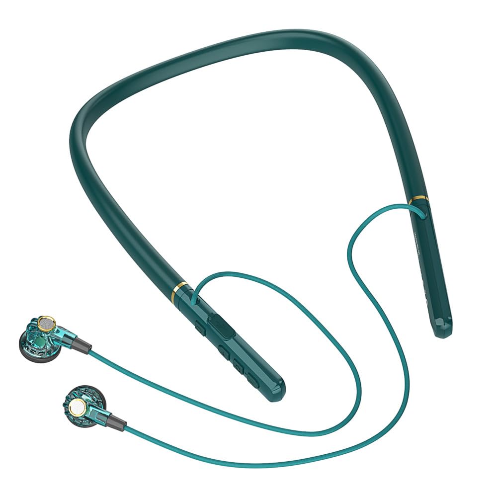 BX-05 Wireless Neckband Headphones with Microphone - Magnetic In-Ear Earphones, Crystal Clear Calls, Fast Charging, IPX4 Sweatproof, Deep Bass - for Phone Calls, Music, Sports & Workouts (Black)