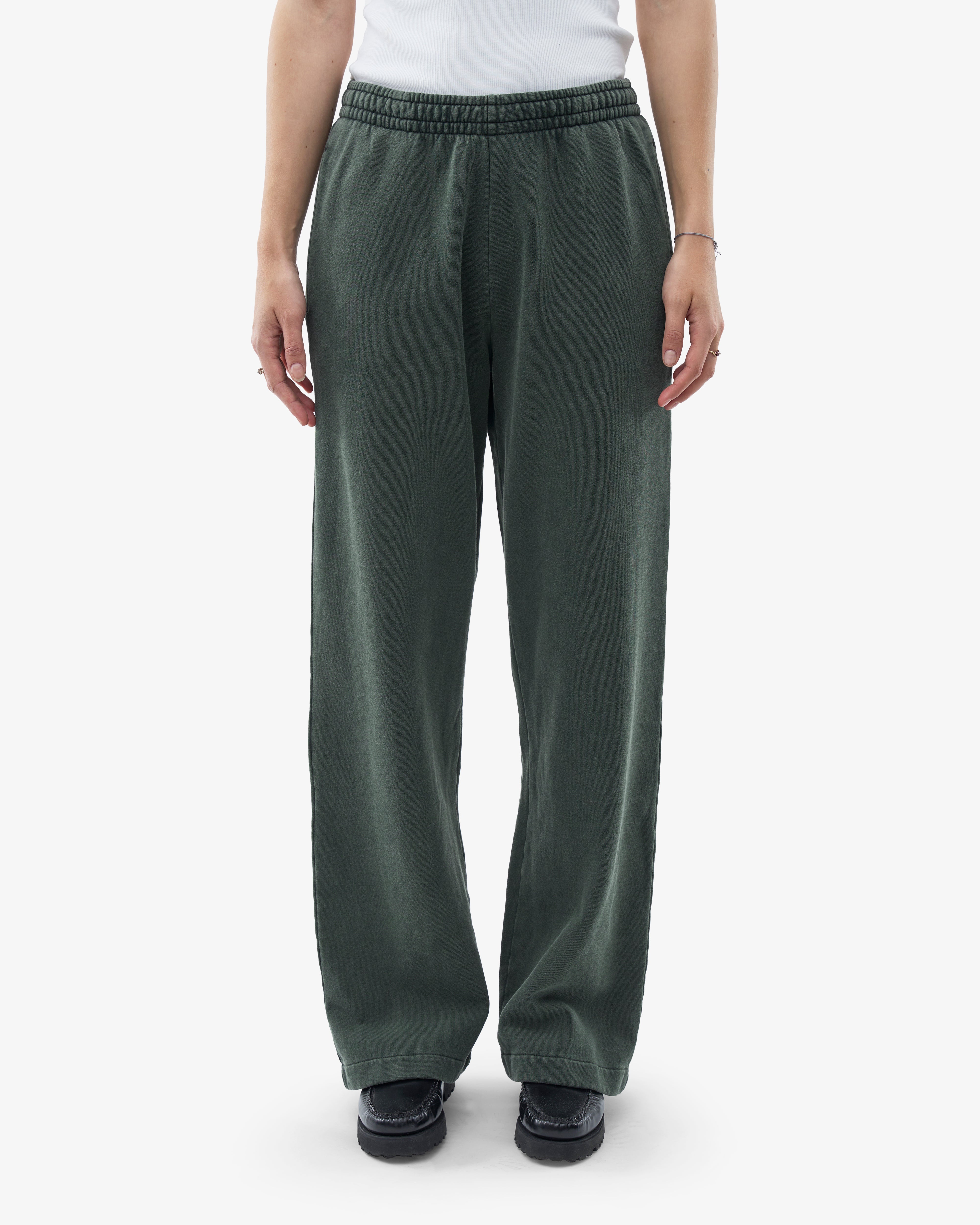 Organic Straight Leg Sweatpants for Women - Soft Cotton Lounge Pants with Elastic Waistband - Midnight Forest Green - Perfect for Yoga, Running & Home Relaxation