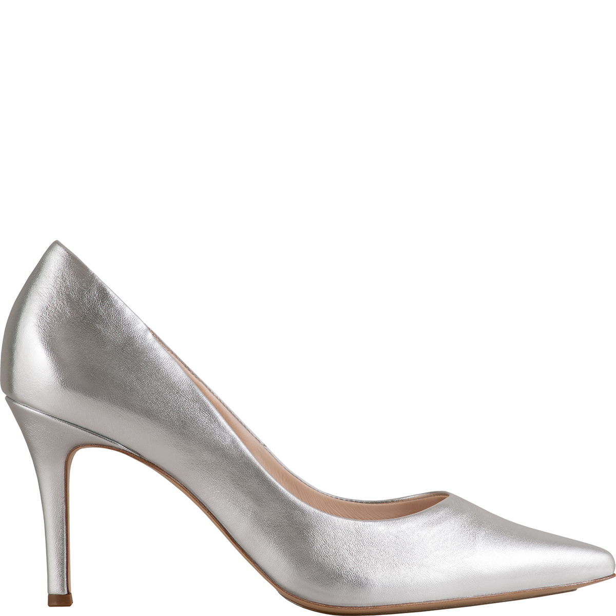 HOGL Women's Silver Leather Stiletto Heels 70mm - Elegant High Heel Pumps for Office, Party & Special Occasions