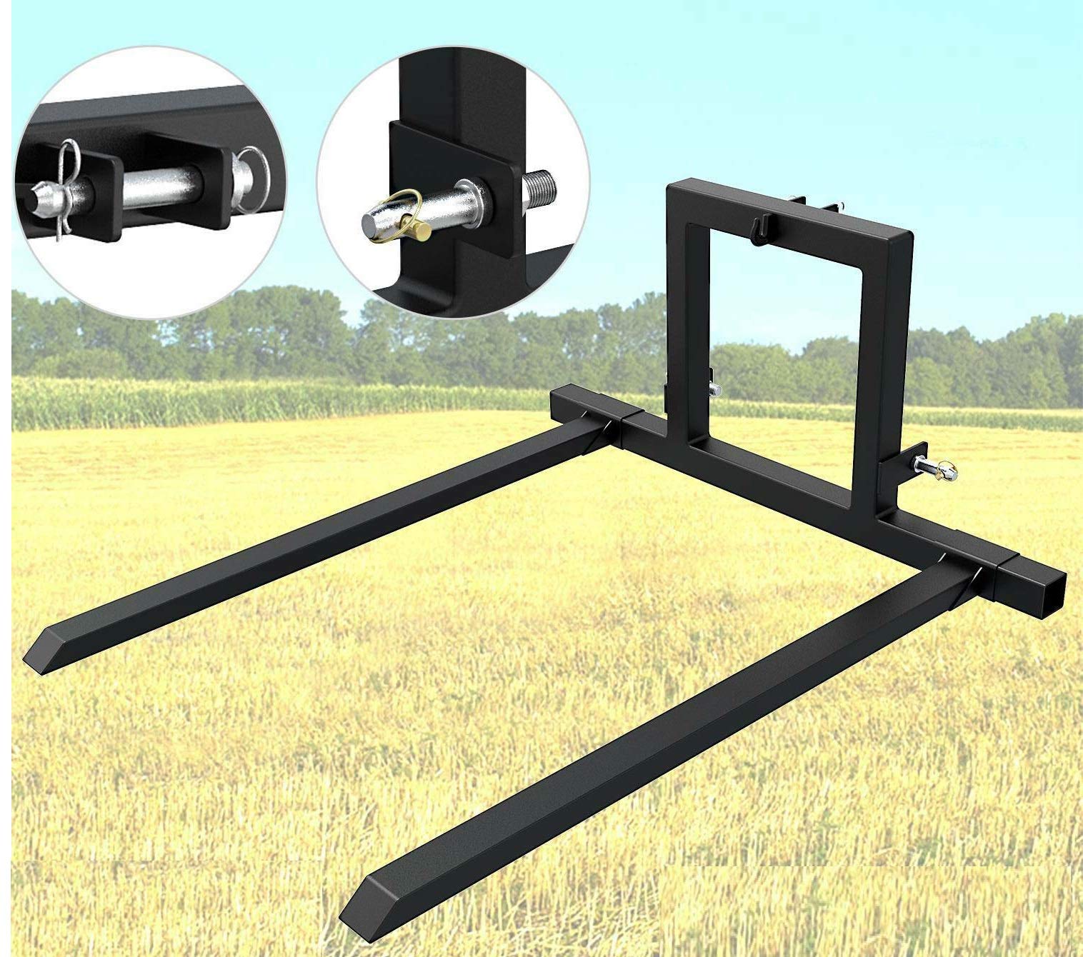 Thaisan7 3 Point Hitch Pallet Forks - Adjustable Tractor Attachments for Heavy Duty Lifting, Farming & Home Improvement - Perfect for Moving Hay Bales, Logs & Farm Supplies