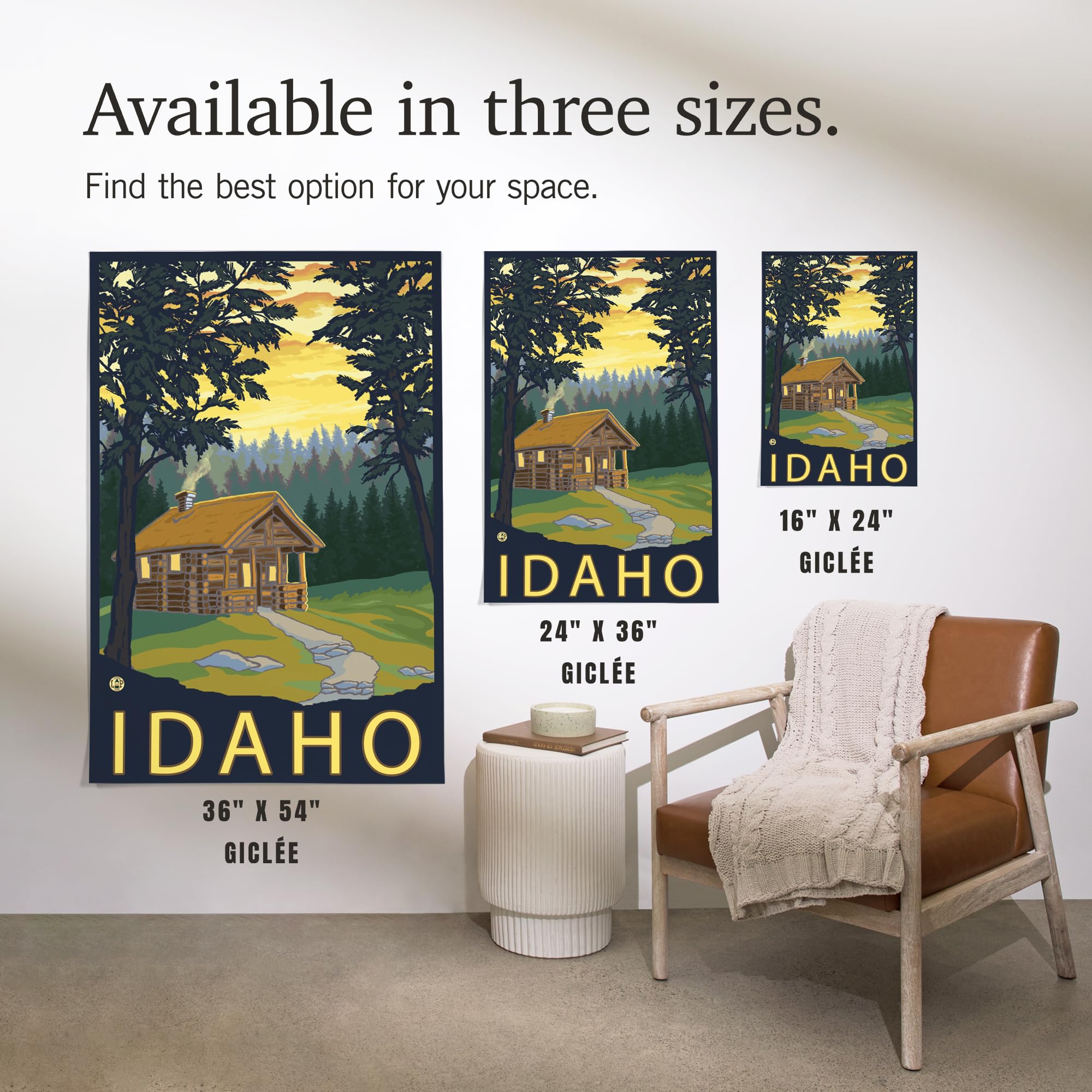 Lantern Press 16x24 Inch Giclee Art Print - Idaho Cabin Scene Wall Decor for Living Room, Bedroom & Cabin Home Decor