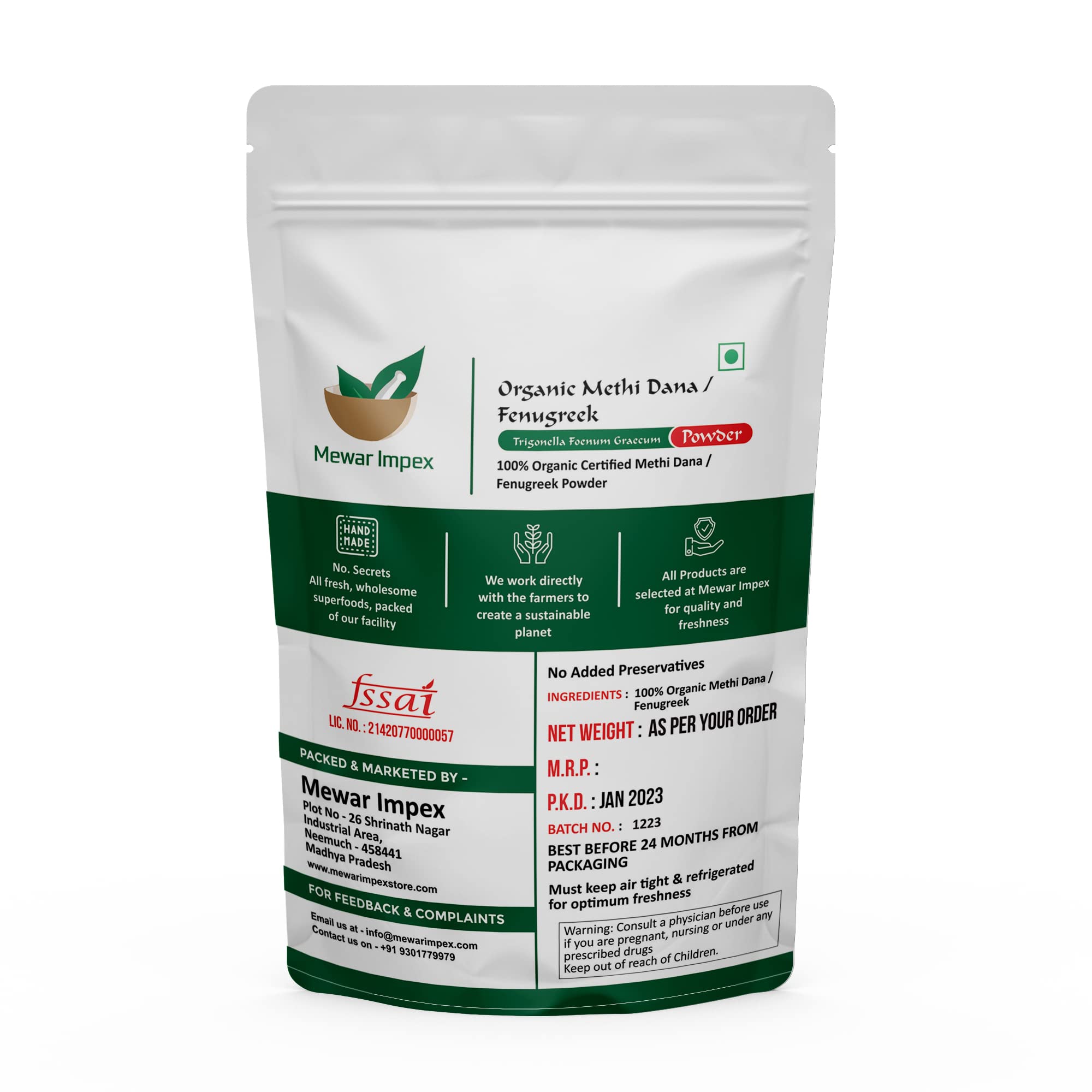 Organic Fenugreek Powder 400g (Methi Seed, Vendhayam, Uluva, Menthya) - Promotes Hair Growth & Scalp Health | Natural Hair Care Solution for Stronger, Thicker Hair | Perfect for DIY Hair Masks, Smoothies & Ayurvedic Recipes