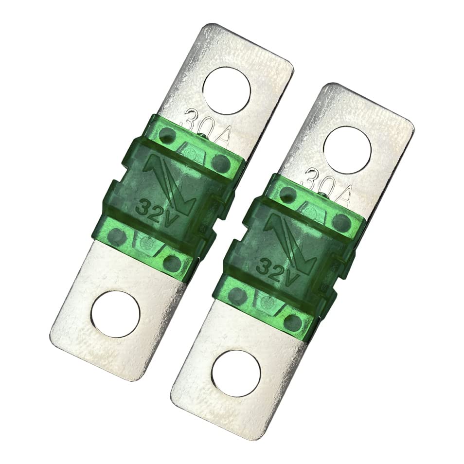 30A 30 Amp 32V Bolt-On Fuse - 2 Pack for Automotive, Marine, Audio & Video Systems - MIDI/AMI Fuse Replacement - Perfect for Car Stereo, Boat Electronics & Power Equipment