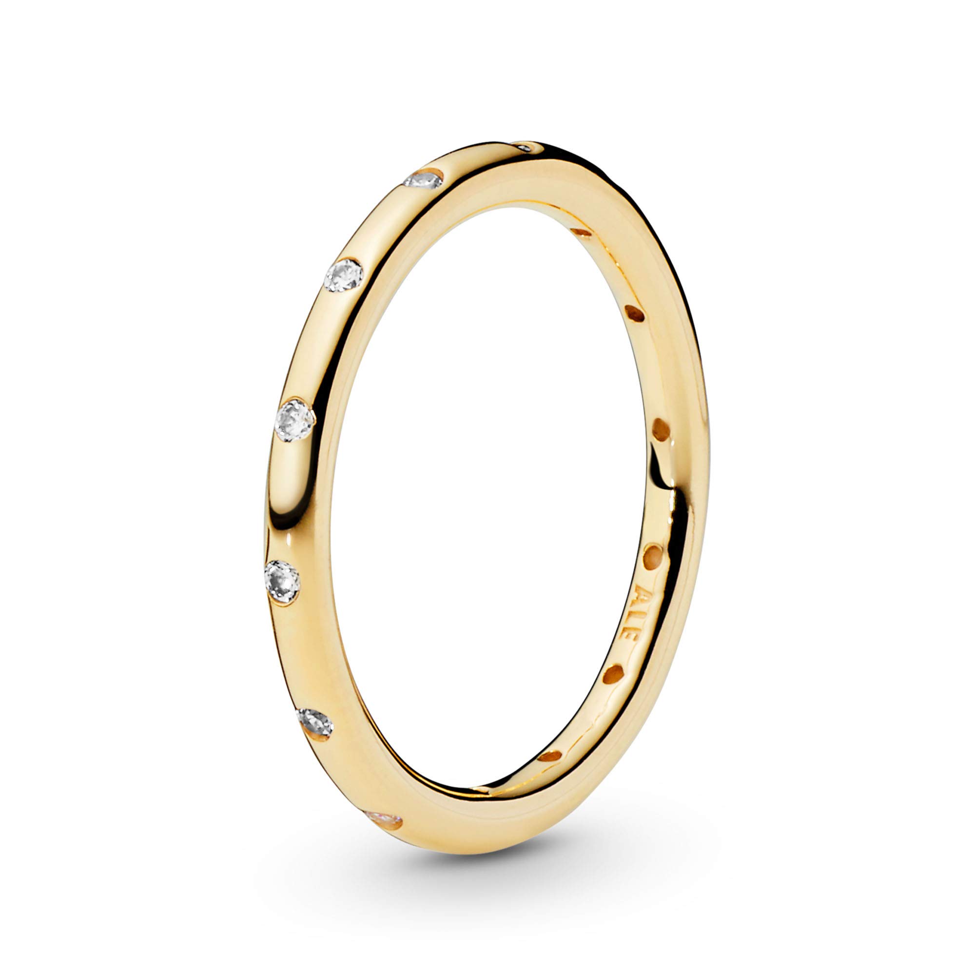 Pandora 14K Gold Cubic Zirconia Sparkling Band Ring - Elegant Simple Jewelry for Women, Perfect for Weddings, Anniversaries & Everyday Wear