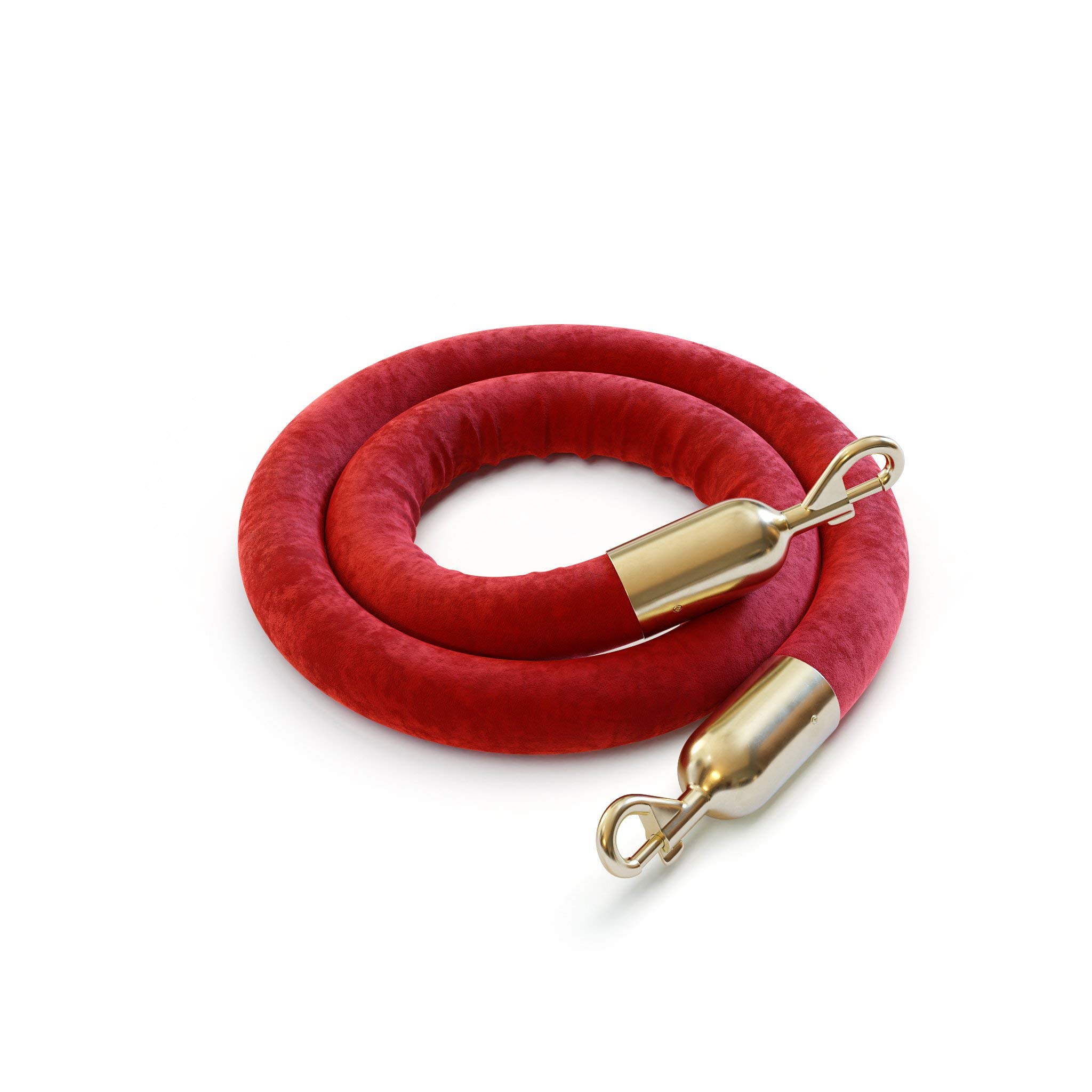 Premium Heavy-Duty Velvet Stanchion Rope with Cotton Core - 10ft Red Queue Barrier with Polished Brass Snap Ends for Movie Theaters, Events, Grand Openings & VIP Areas - Durable Crowd Control Solution for Theaters, Hotels, Museums and Special Occasions
