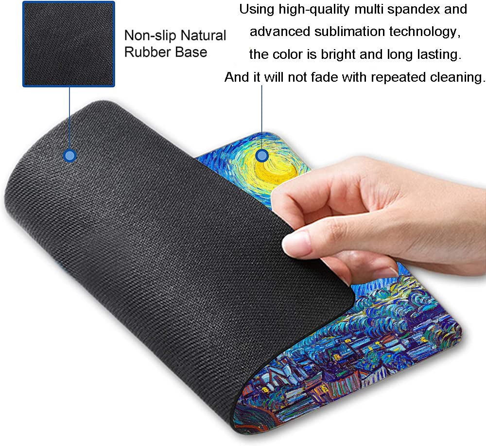 Van Gogh Starry Sky Oil Painting Mouse Pad - Premium Textured Non-Slip Rubber Base, Waterproof Square Mouse Mat for Office & Laptop - Perfect for Gaming, Work & Home Computer Setup
