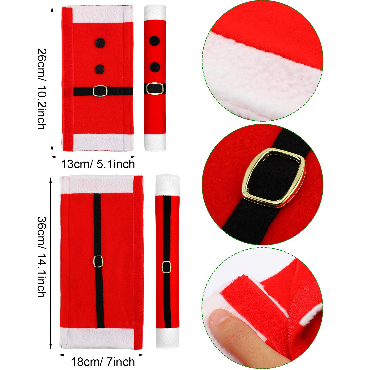 6-Piece Christmas Refrigerator Handle Covers - Santa Belt Decor for Fridge, Microwave & Dishwasher - Buckle Style Kitchen Appliance Protectors - Perfect for Holiday Home Decor & Gift Giving