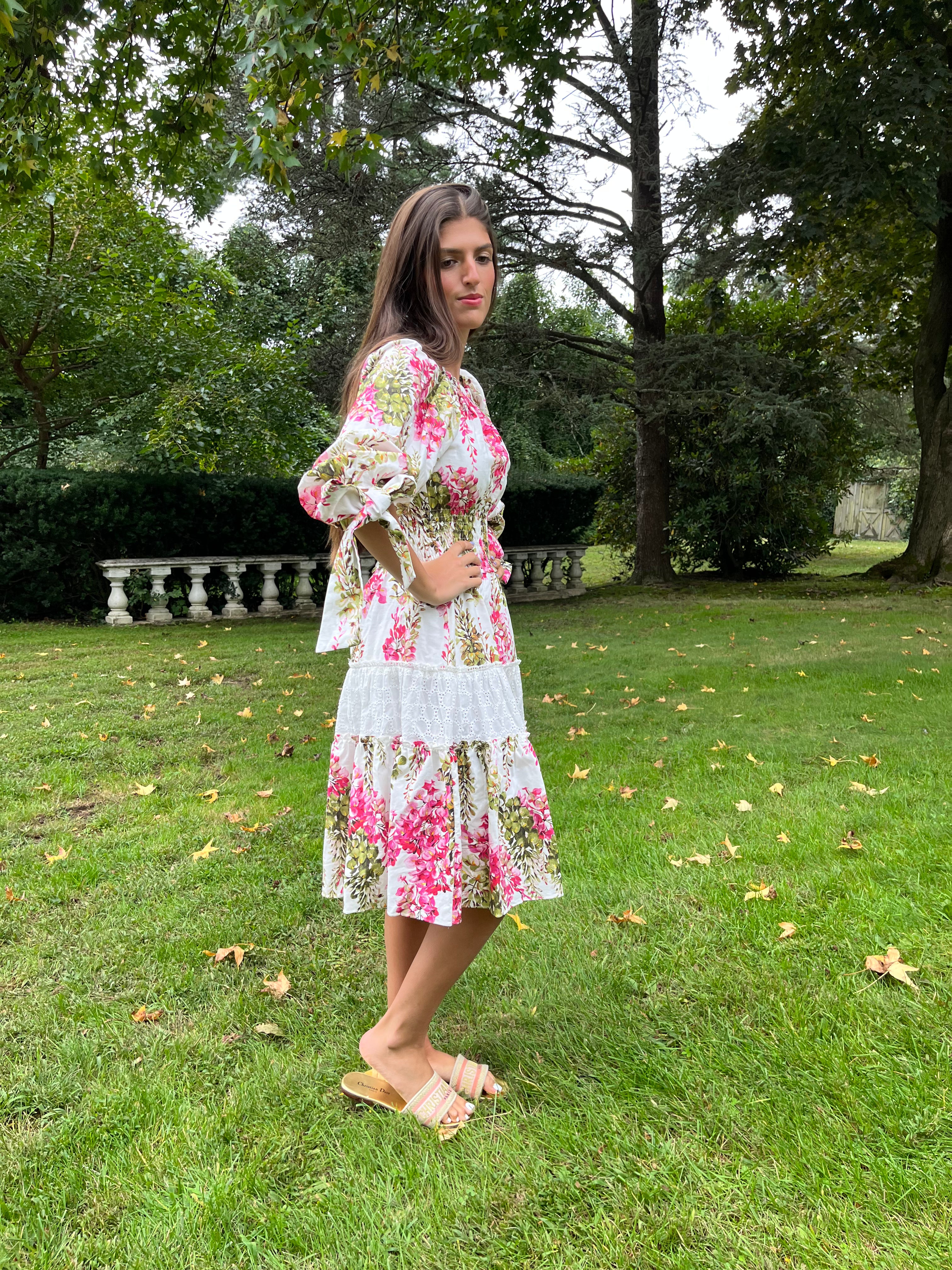 Floral Wisteria Print Summer Dress for Women - Elegant Flowy Maxi Dress for Beach, Wedding & Special Occasions