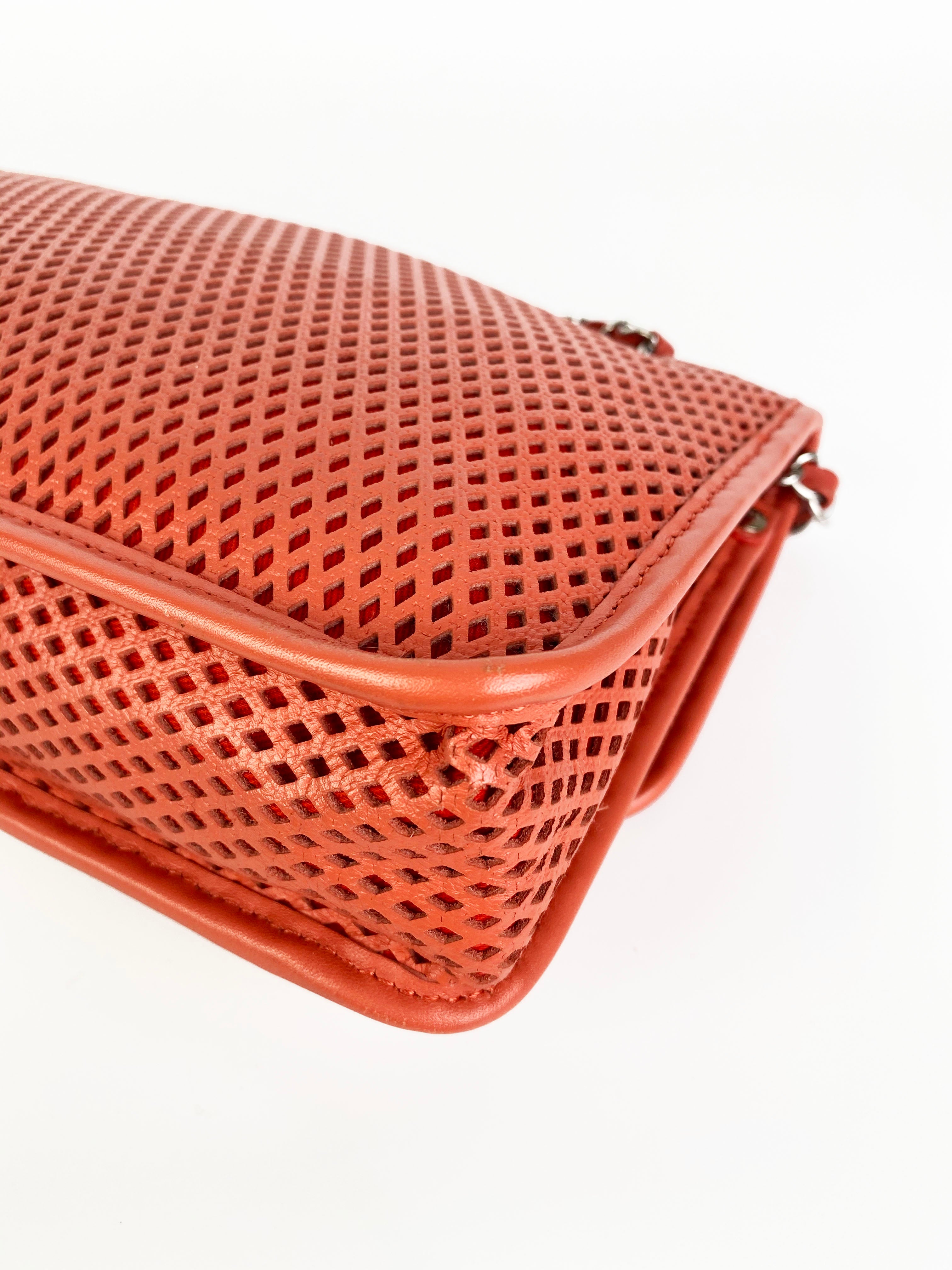 Chanel Medium Peach Perforated Classic Flap Bag - Luxury Designer Handbag for Women, Perfect for Parties, Weddings & Everyday Elegance