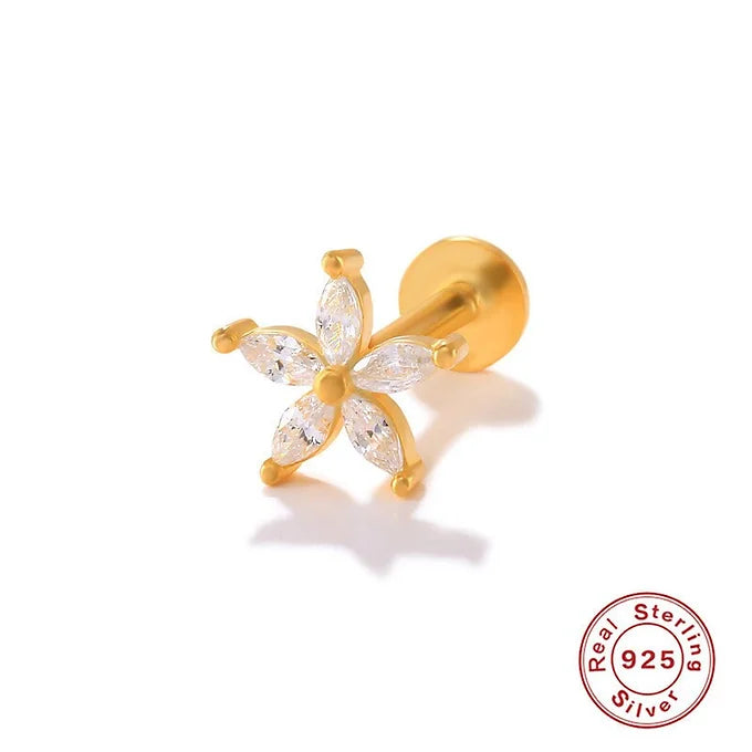 High-Quality Sterling Silver Labret Back Curved Bar Flat Back Studs | HC027 | Perfect for Lip, Nose & Cartilage Piercings
