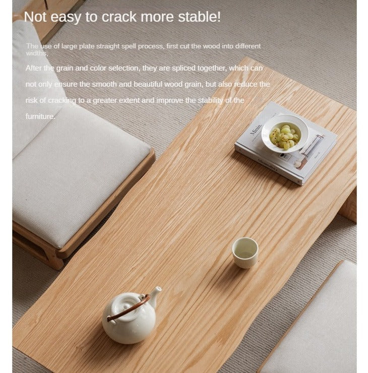 Handcrafted Live Edge Tea Table - Solid Oak & Birch Wood - Rustic Modern Coffee Table for Living Room, Lounge, or Office Decor