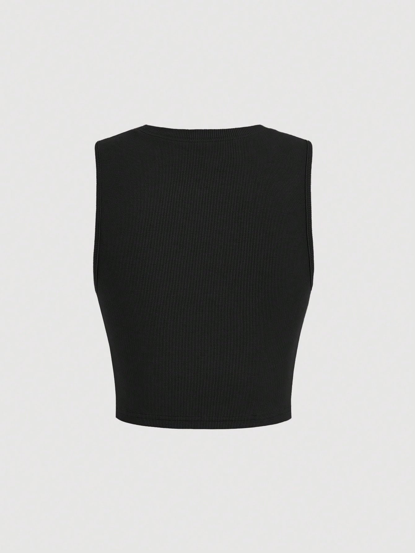 SOLY HUX Women's Ribbed Knit Crop Tank Top - Summer Round Neck Sleeveless Shirt for Casual Wear, Gym, and Beach Outfits