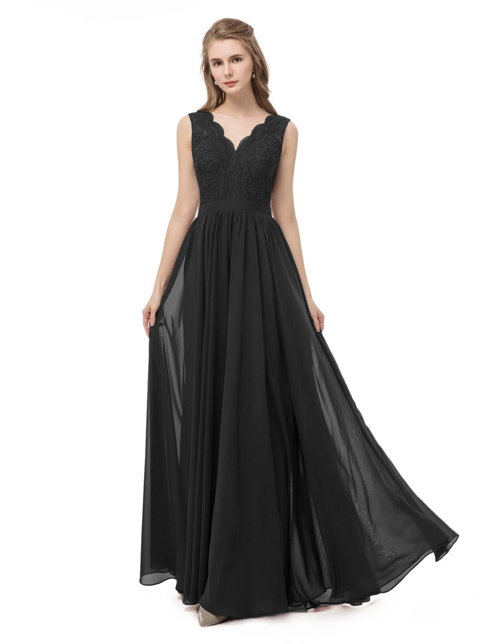 Libaosha DIY Dress Online Women's Sexy V-Neck Lace Chiffon Backless Long Bridesmaid Dress - Perfect for Wedding Parties, Prom Nights & Formal Events
