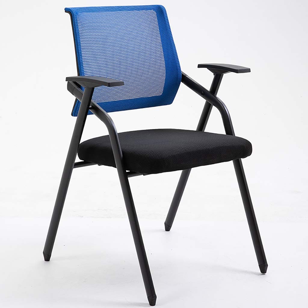 Zhedyi Portable Folding Chair with Padded Seat - Lightweight Foldable Office Chair with Table Board for Adults - Perfect for Camping, Picnics, Meetings & Home Use (Blue)