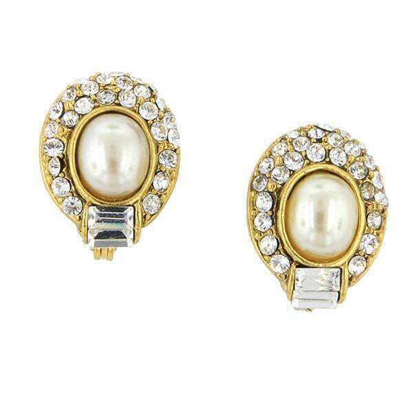 1928 Vintage Bridal Faux Pearl Crystal Oval Drop Earrings - Elegant Wedding Jewelry for Brides, Bridesmaids & Formal Occasions
