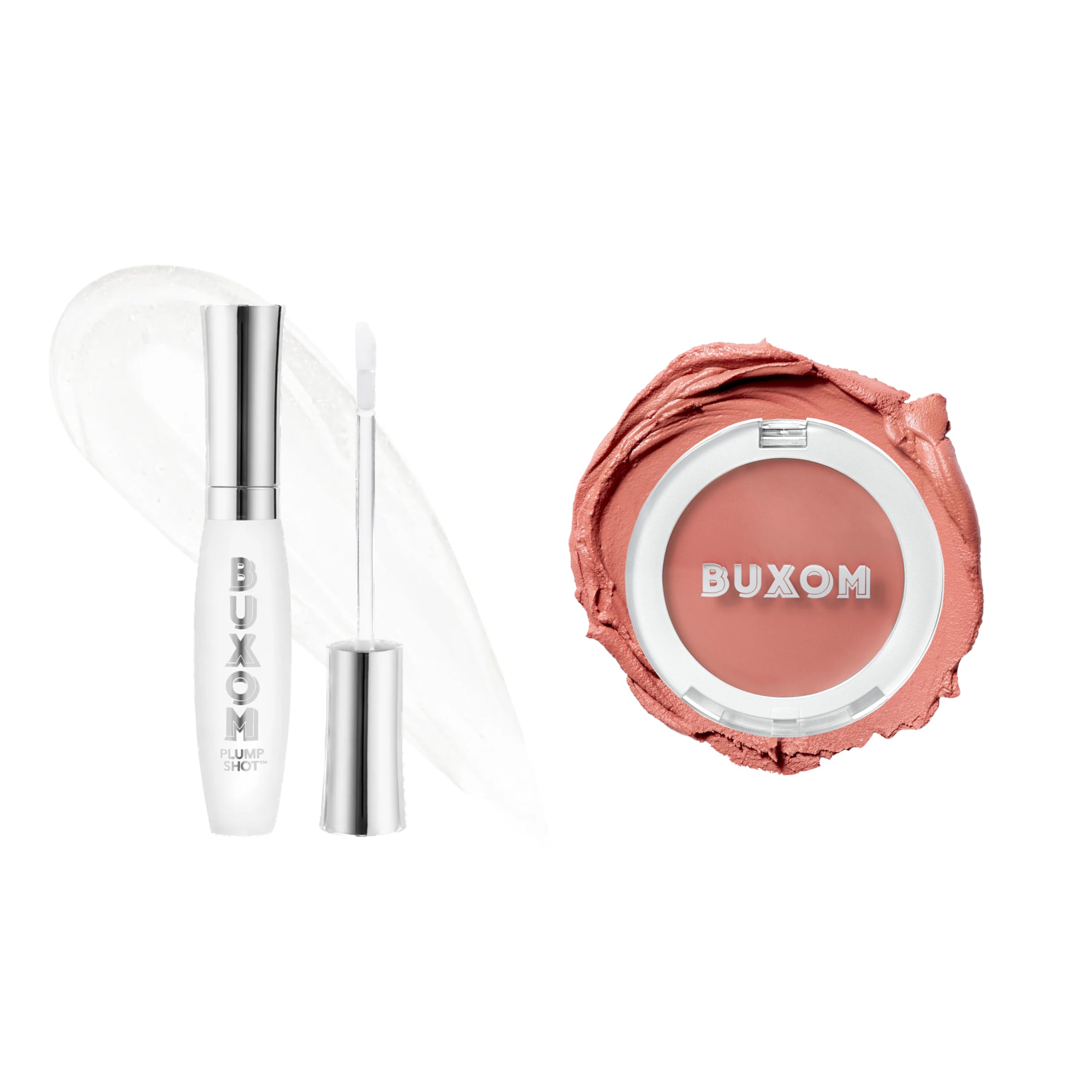 BUXOM Plump Shot Collagen-Infused Lip Serum & Peptide Plumping Cream Blush - Hydrating Lip Plumper & Cheek Tint for Fuller Lips & Natural Flush - Perfect for Date Night & Everyday Glam