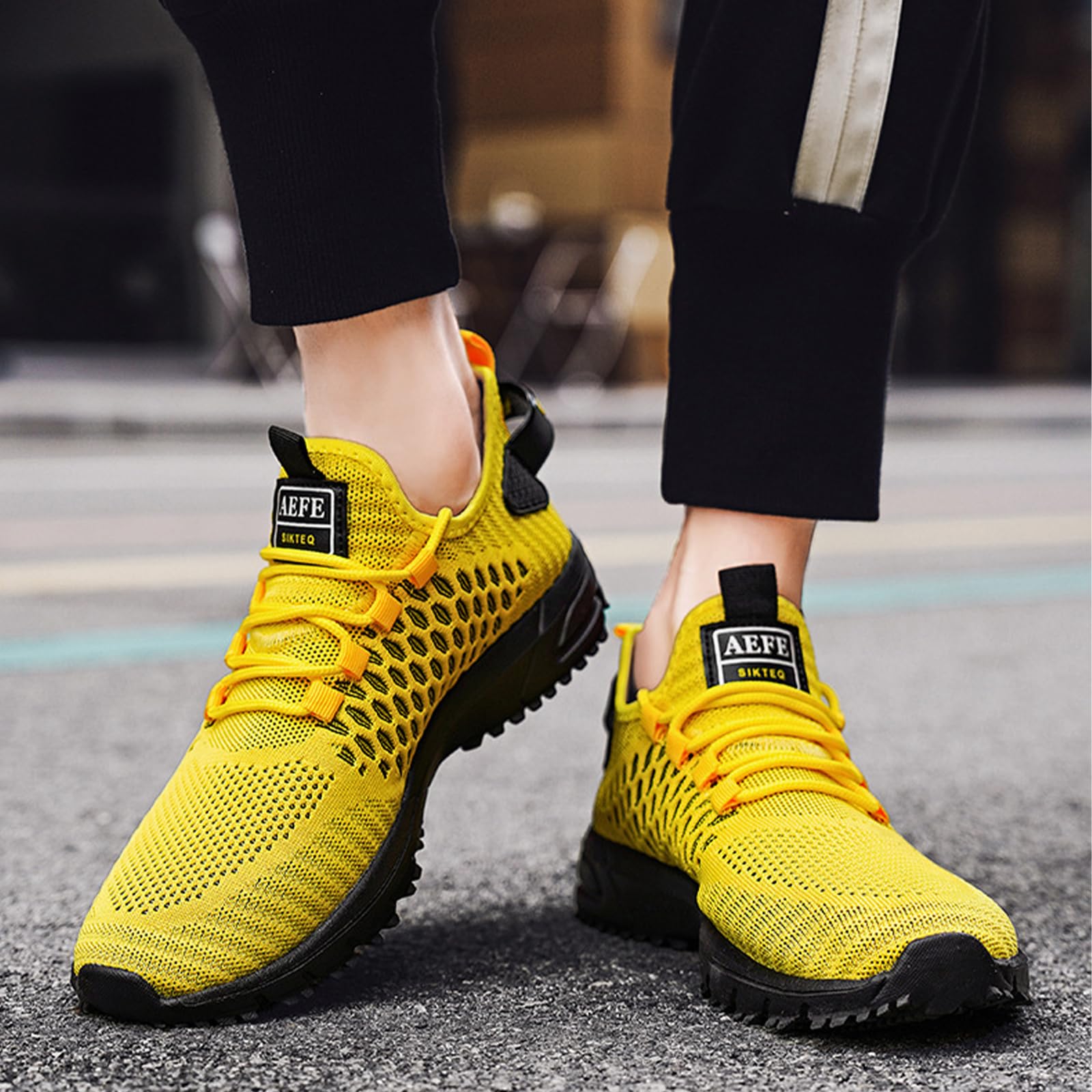 Ephirebra Men's Knitted Mesh Flat Sneakers - Slip-On & Lace-Up Casual Low Top Walking Shoes | Breathable Lightweight Non-Slip Comfortable Sport Shoes for Gym, Running, Travel & Daily Wear