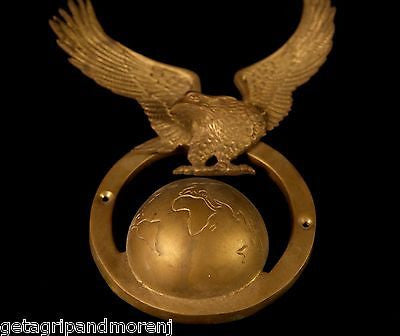 BRASS EAGLE Flying Over Earth Wall Decor - Handcrafted Metal Ornament for Home & Office - Perfect for Living Room, Bedroom, or Office Decoration
