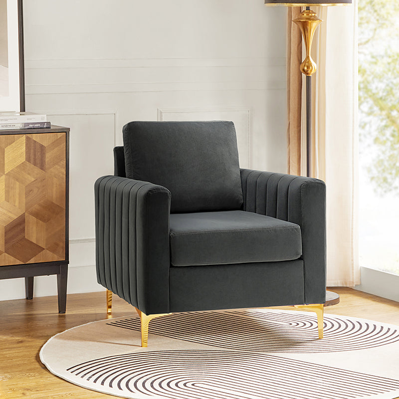 Luxury Didyme Velvet Club Armchair - Modern Accent Chair for Living Room, Bedroom & Office - Plush Upholstered Lounge Chair with Sturdy Wooden Legs - Perfect for Reading Nook, Home Theater & Cozy Spaces