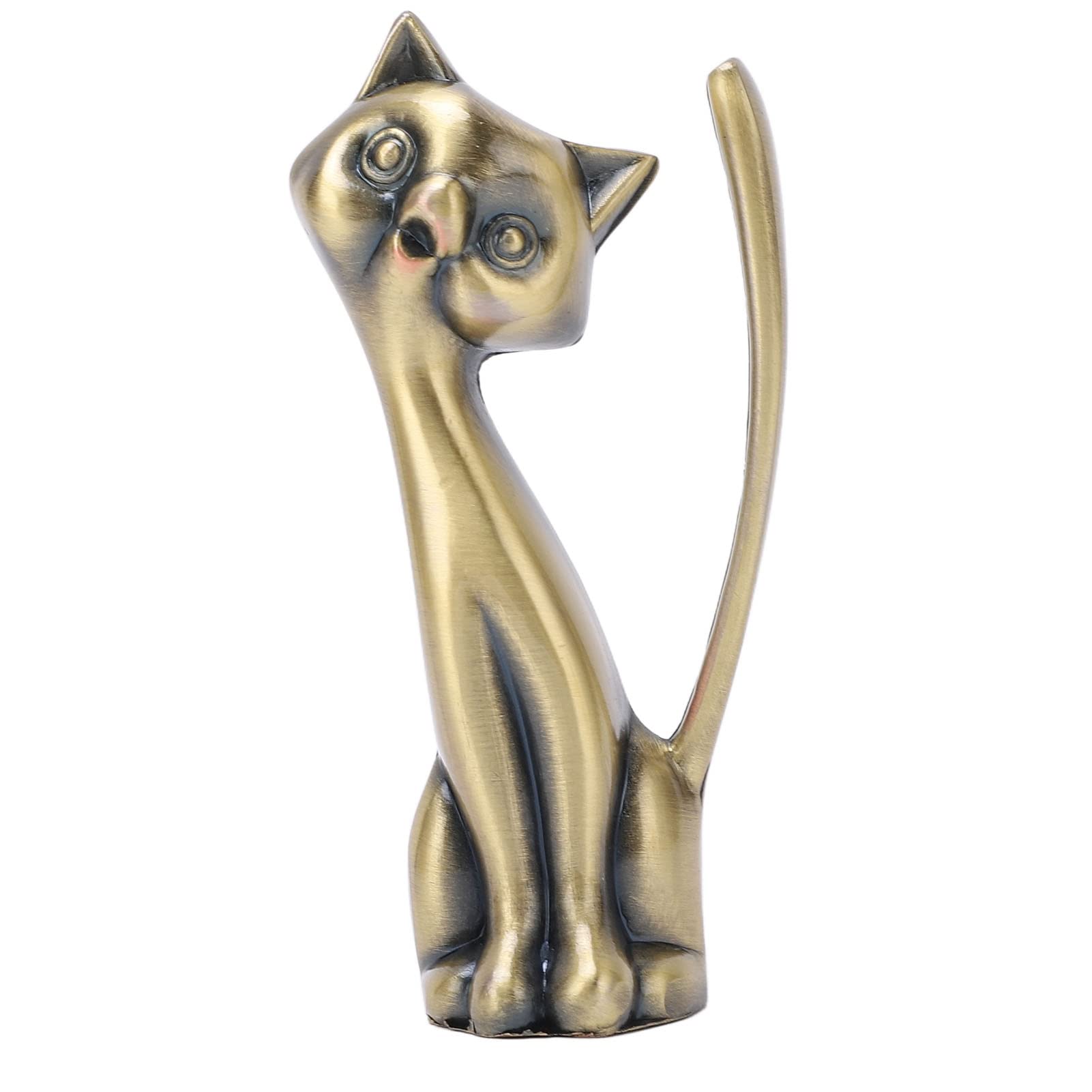 Vintage Metal Cat Ring Holder for Jewelry & Keys - Stylish Retro Home Decor for Bedroom, Bathroom & Vanity Organization