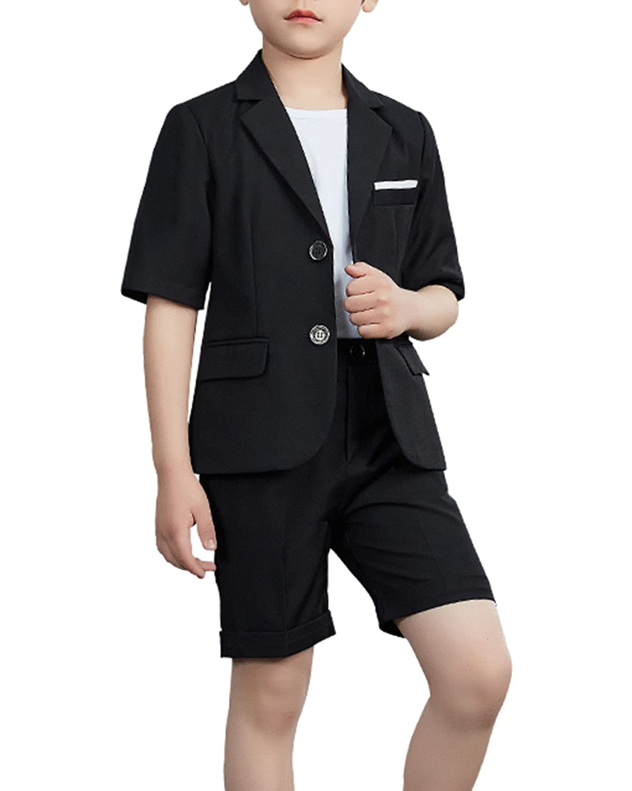 2-Piece Boys Suit Set - Short Sleeve Blazer & Shorts Outfit for Kids | Casual & Formal Wear | Perfect for Weddings, Parties & Special Occasions
