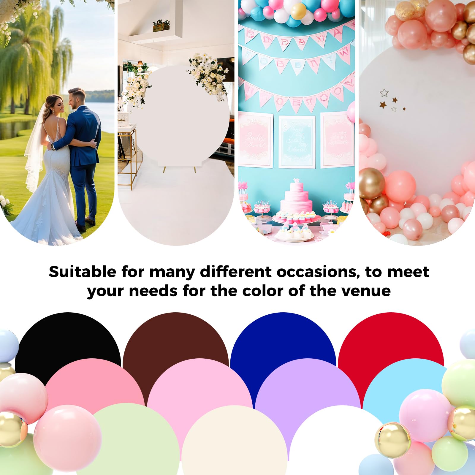 Babenest 7.2FT Baby Blue Round Backdrop Cover - 2-Sided Spandex Circle Balloon Arch Stand for Party, Wedding, Birthday, Baby Shower & Anniversary Decorations | Perfect for Photo Booths, Event Backdrops & Celebration Decor