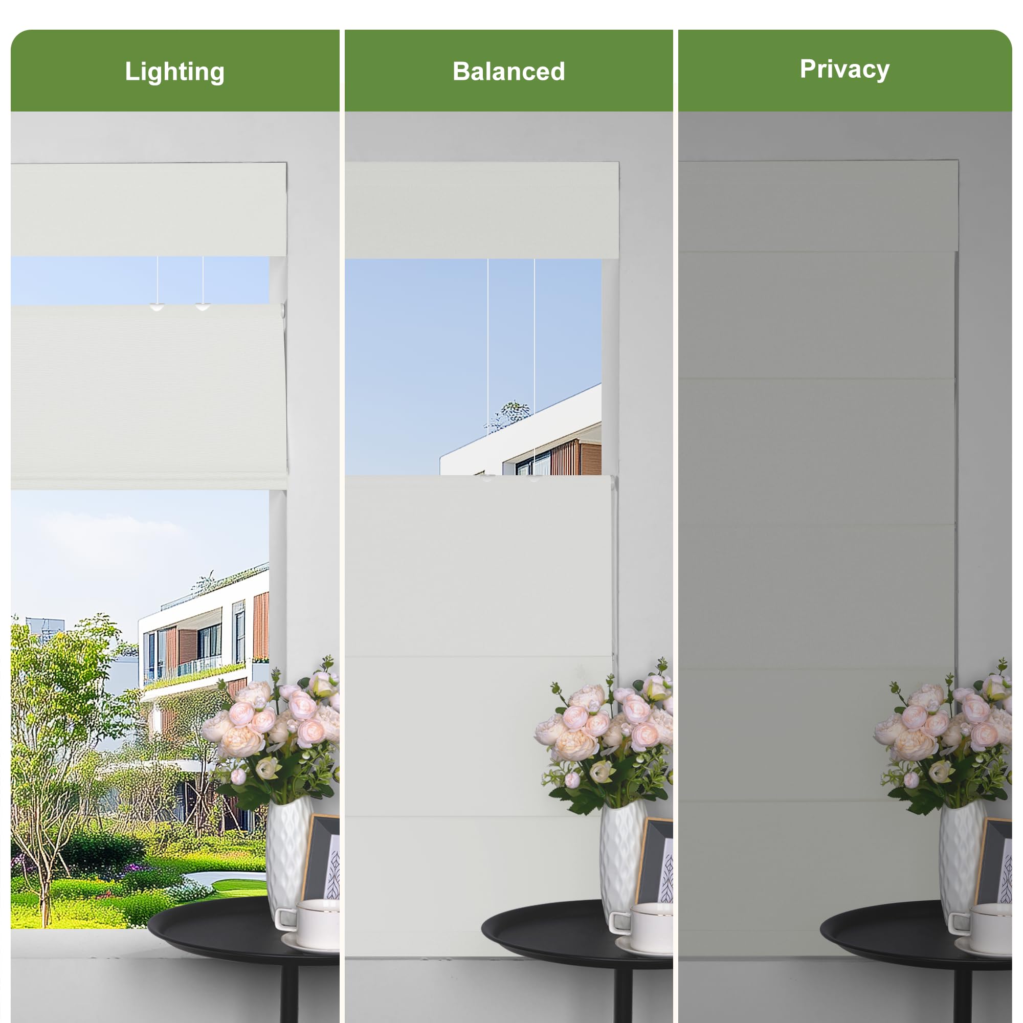 Blackout Cordless Roman Shades for Windows - Top Down Bottom Up, Thermal Insulated Window Blinds, Easy to Install (47