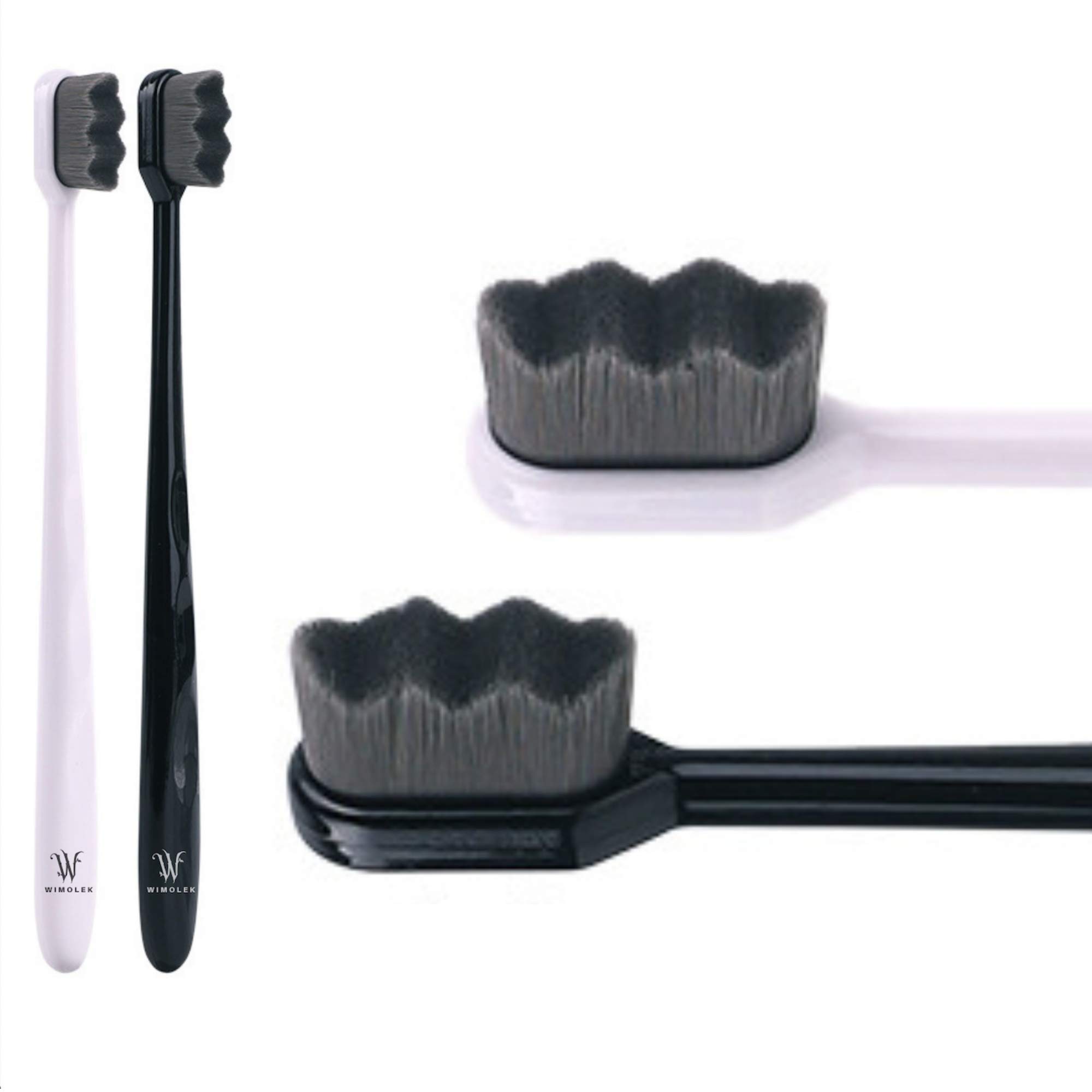 **Extra Soft Toothbrush for Sensitive Gums & Teeth – 20,000 Ultra Soft Bamboo Charcoal Bristles, Gentle Cleaning (2-Pack, Black Wave) – Perfect for Travel & Daily Oral Care**
