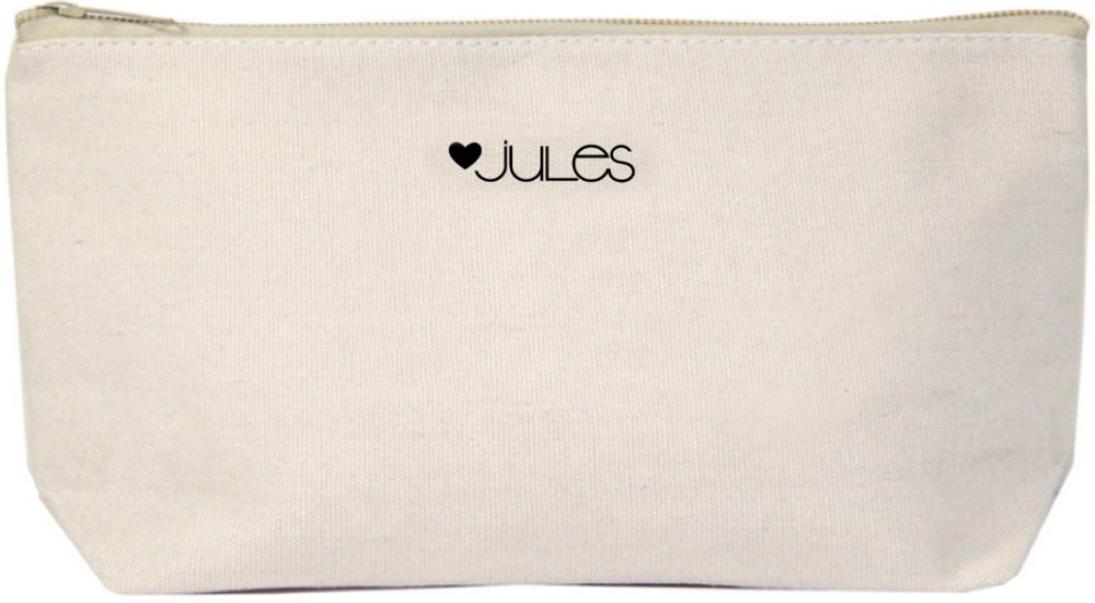 Jules Natural Canvas Makeup Bag with Zipper - Eco-Friendly Cosmetic Pouch for Travel & Daily Use - Perfect for Organizing Brushes, Lipsticks & Beauty Essentials