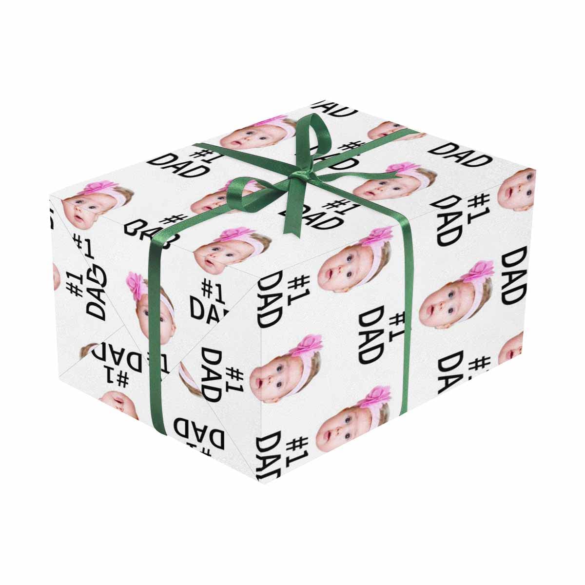 Custom Personalized Dad Gift Wrapping Paper with Photo - Funny Father's Day Present - 58x23 Inch Roll - Perfect for Birthday, Christmas & Special Occasion Gifts