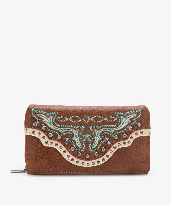 Montana West Cut Out Studded Wallet for Women - Stylish & Durable Leather Wallet with Studded Design - Perfect for Everyday Use, Travel & Gift Giving