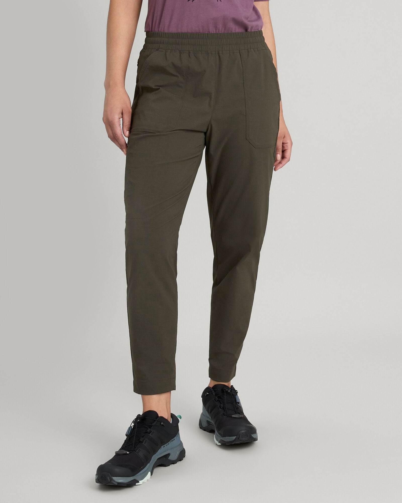 Women's Miro Tapered Pants - Dark Moss Green High Waist Slim Fit Work Pants for Office & Business Casual Wear