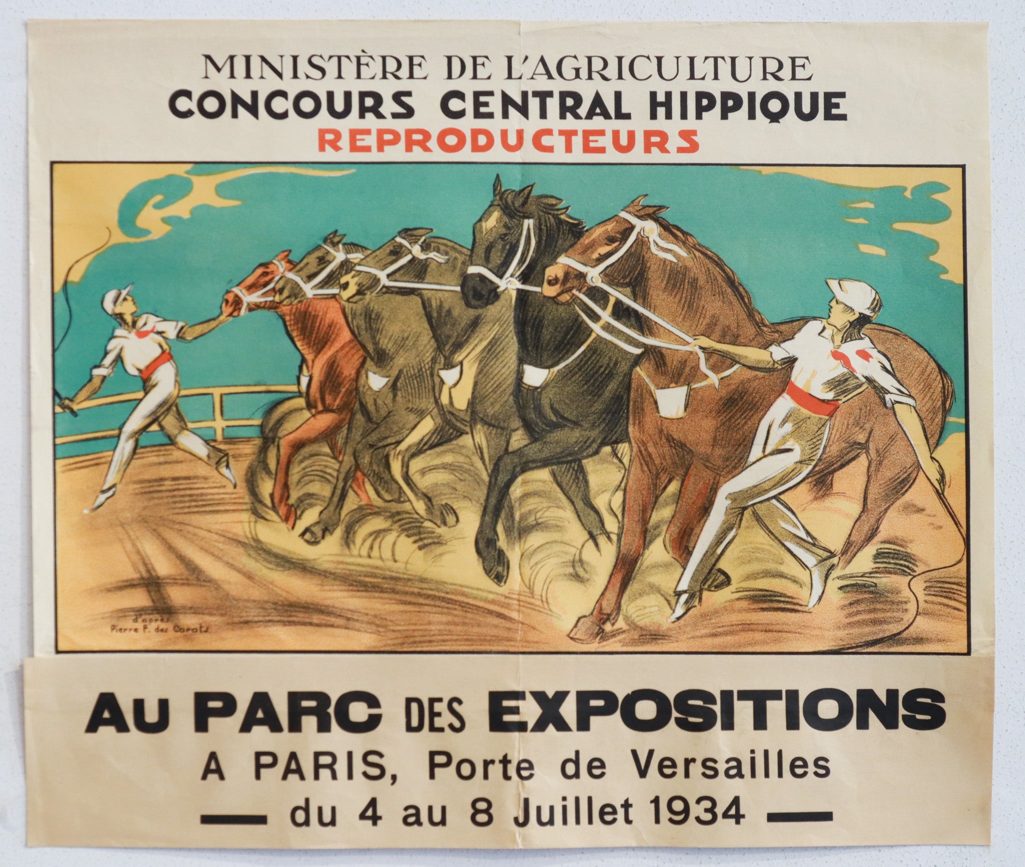 1934 French Agriculture Ministry Central Equestrian Competition Vintage Poster - Perfect for Home Decor, Office Art & Retro Wall Decor