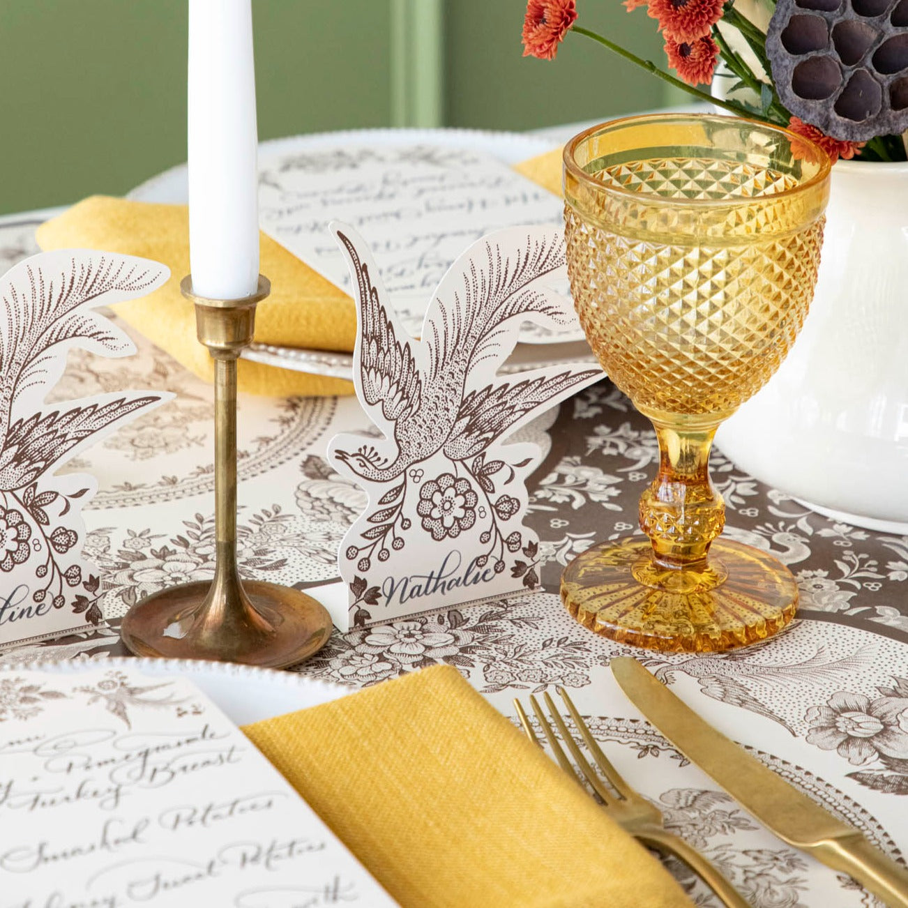Elegant Brown Asiatic Pheasant Place Cards for Weddings, Parties & Events - Premium Name Card Holders for Table Settings
