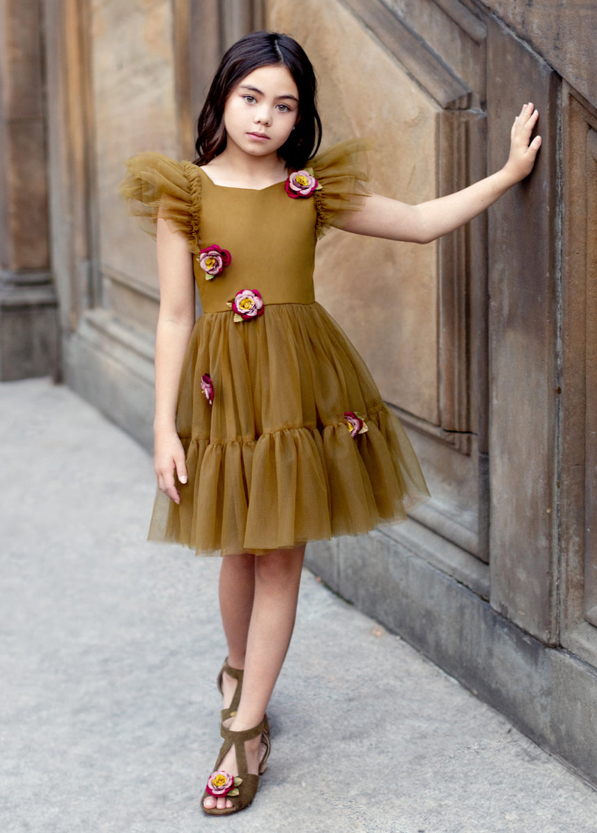 Elain Dress in Bistre - Elegant Women's Casual Midi Dress with Flowy Sleeves | Perfect for Office Wear, Date Night & Summer Outfits