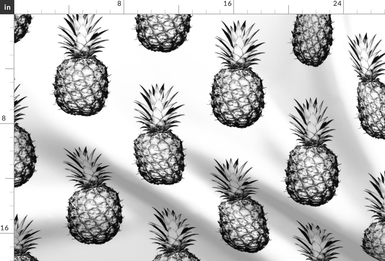 Pineapple Black and White Tropical Printed Minky Fabric - Fat Quarter for Sewing Baby Blankets, Quilt Backing & Plush Toys - Soft & Durable Spoonflower Fabric for DIY Crafts, Home Decor & Nursery Projects