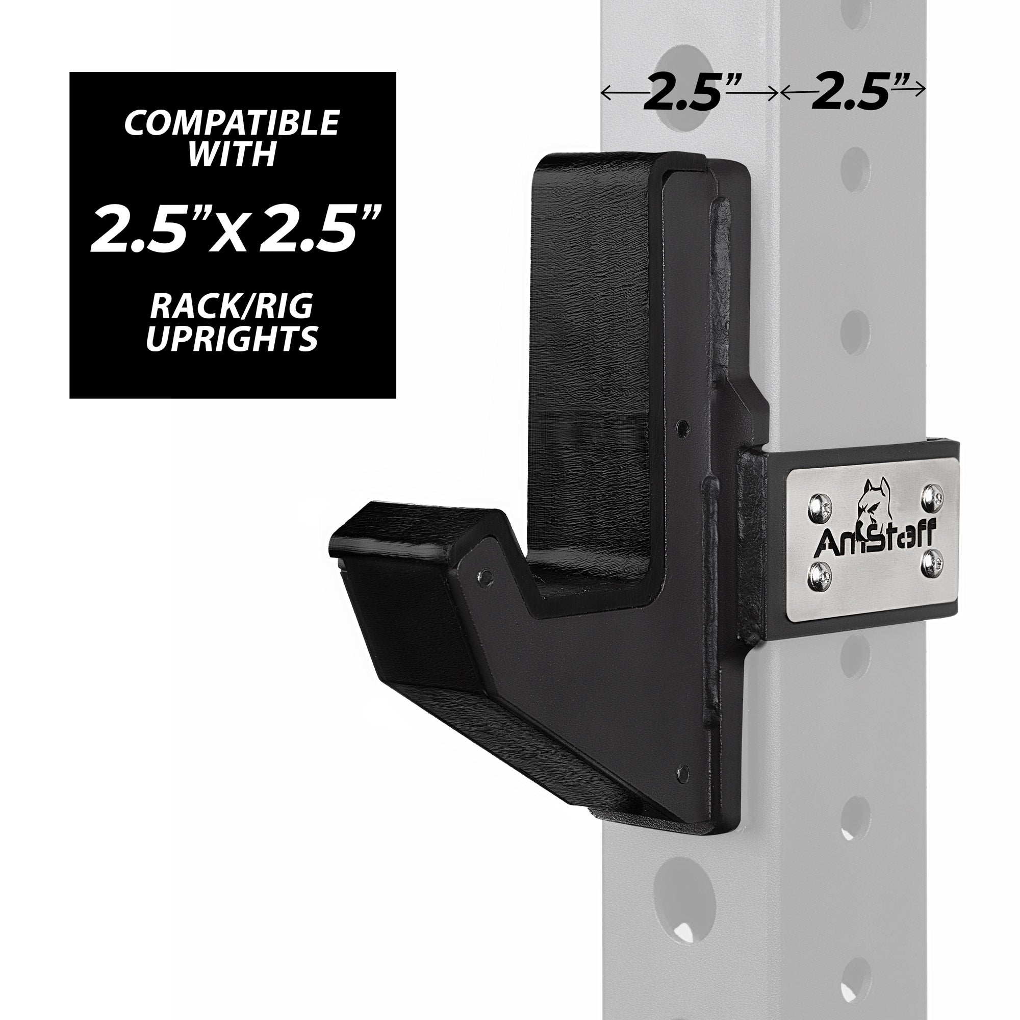 AmStaff Fitness Flat Sandwich J Cups - Heavy Duty Weightlifting Hooks for Power Racks & Squat Stands - Perfect for Home Gym & CrossFit Training
