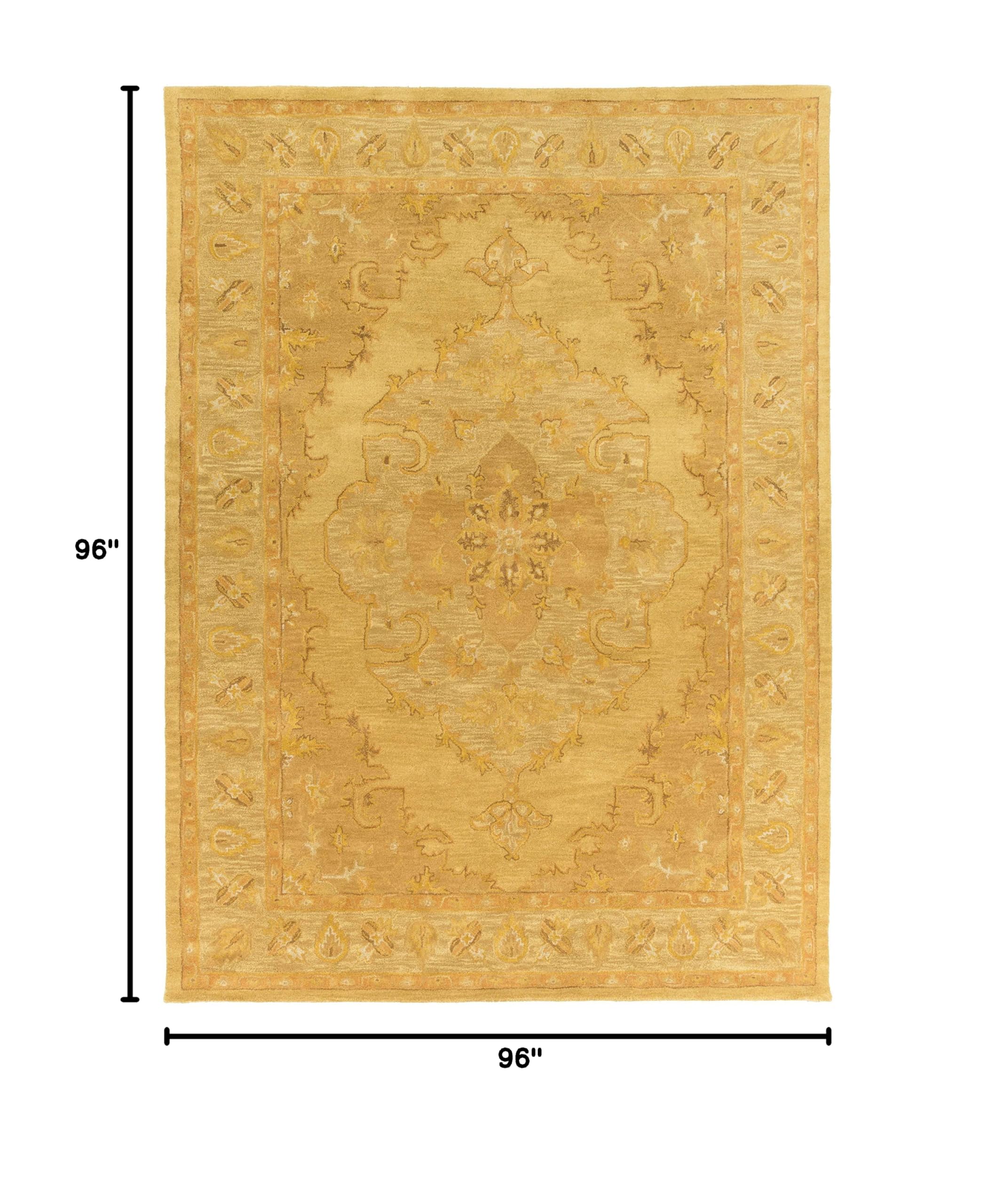 Hauteloom Kapowsin Wool Area Rug for Living Room & Bedroom - Updated Traditional Design in Brown & Red - 8' Round - Soft & Durable Floor Covering for Home Decor