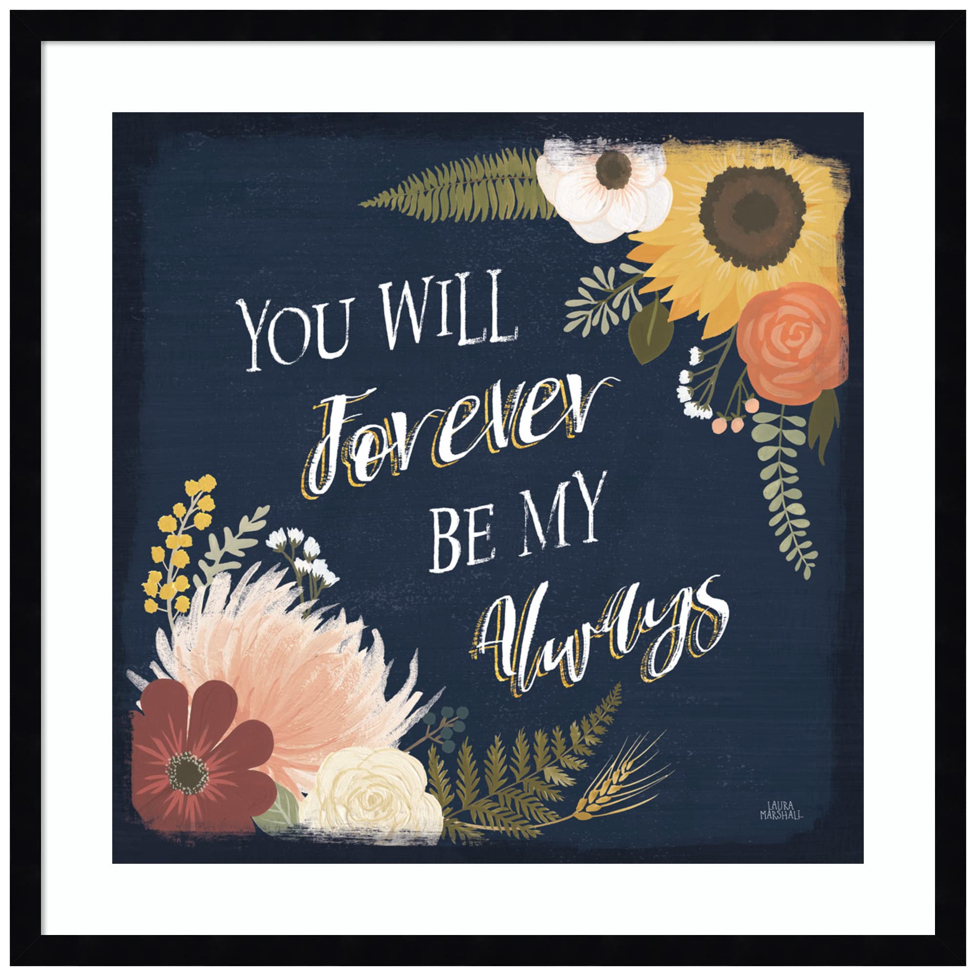Laura Marshall Autumn Romance VII Wood Framed Wall Art Print - 25x25 Inches, Svelte Noir Black Frame - Perfect for Living Room, Bedroom & Office Decor