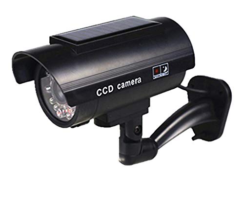 4 Pack BW Fake Security Camera with Solar Power, Waterproof, Flashing LED Light - Indoor/Outdoor Dummy CCTV Surveillance for Home & Business Protection | Deter Burglars & Enhance Safety