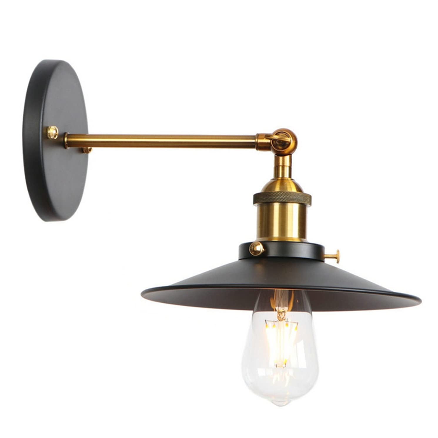 Vintage Industrial Swing Arm Wall Sconce - Adjustable Iron Wall Lamp for Bedroom, Cafe & Study Room - Black Modern Indoor Lighting Fixture with Retro Design (Perfect for Reading Nook, Home Office & Restaurant Ambience)