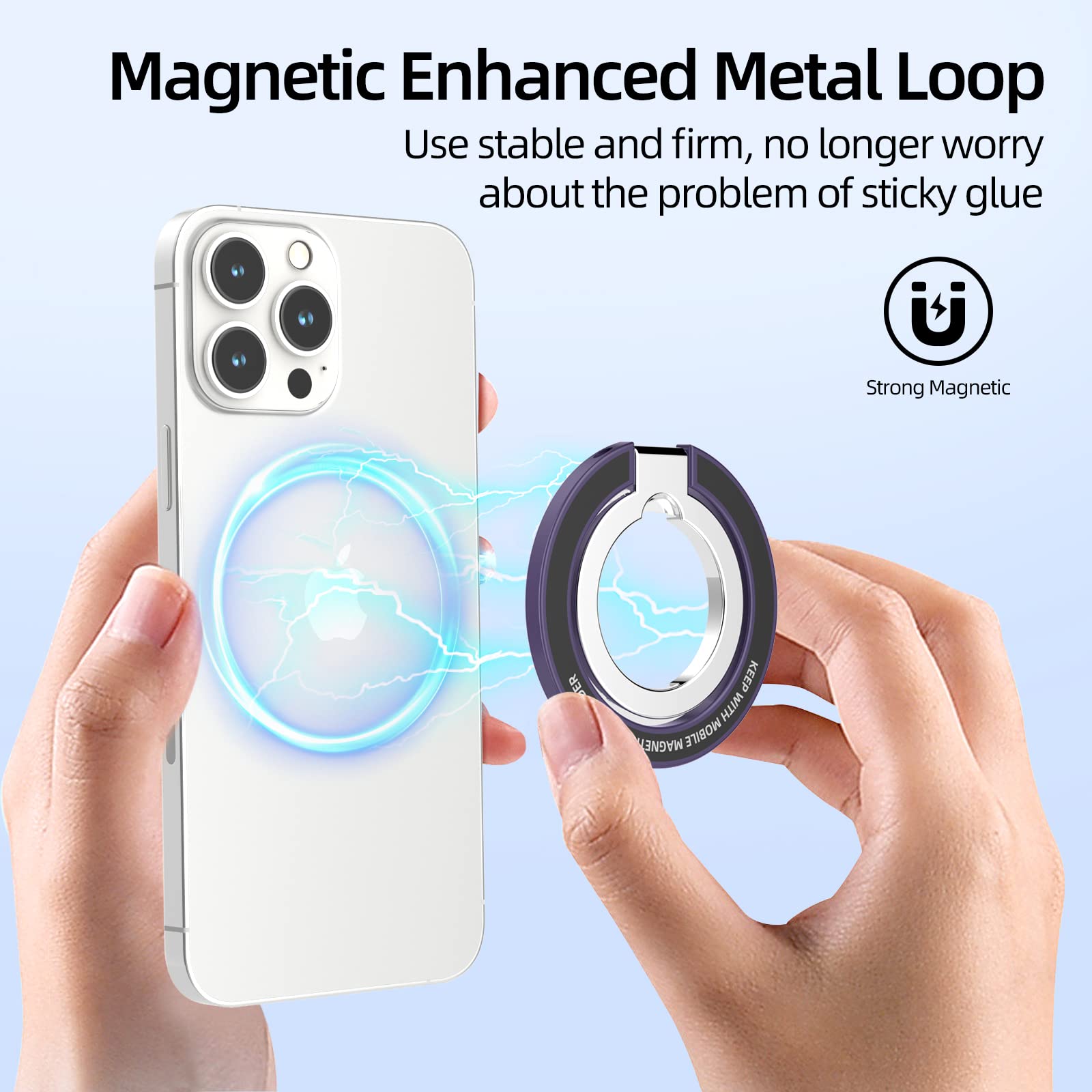 Magnetic Phone Ring Stand for MagSafe - Dark Purple Holder for iPhone 12/13/14 - Perfect for Hands-Free Viewing